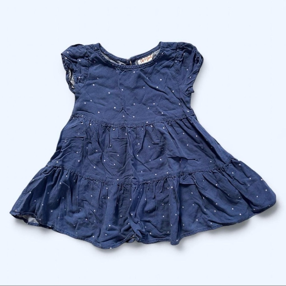 Cat & Jack Polka Dot Tiered Dress in Blue Girls Size 3T